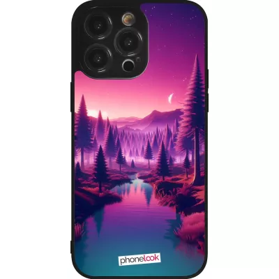 iPhone 14 Pro Max Case Hülle - Silikon schwarz Lila-rosa Landschaft