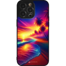 iPhone 14 Pro Max Case Hülle - Silikon schwarz Strand Sonnenuntergang auffällig