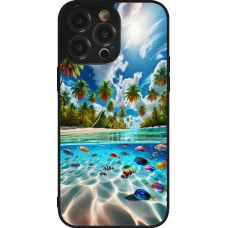 Coque iPhone 14 Pro Max - Silicone rigide noir Plage Paradis