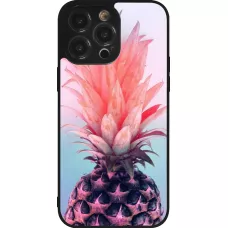 iPhone 14 Pro Max Case Hülle - Silikon schwarz Purple Pink Pineapple