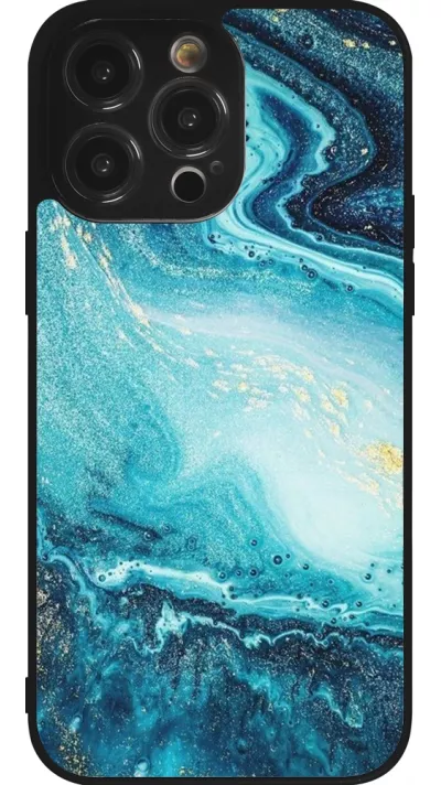 iPhone 14 Pro Max Case Hülle - Silikon schwarz Sea Foam Blue