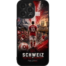 Coque iPhone 14 Pro Max - Silicone rigide noir Football Schweiz splash 2026