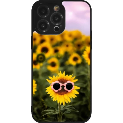 Coque iPhone 14 Pro Max - Silicone rigide noir Sunflower with glasses Spring 2026