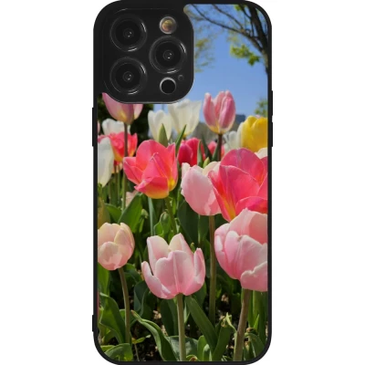 Coque iPhone 14 Pro Max - Silicone rigide noir Tulips Spring 2026