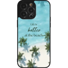 iPhone 14 Pro Max Case Hülle - Silikon schwarz Summer 2025 Life is better at the beach