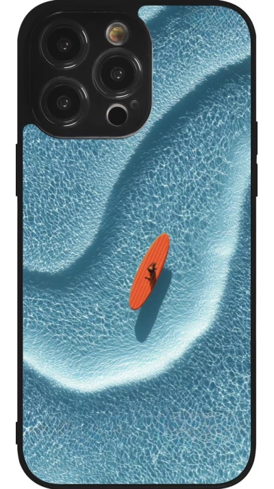 Coque iPhone 14 Pro Max - Silicone rigide noir Orange surf Summer 2026