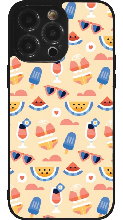Coque iPhone 14 Pro Max - Silicone rigide noir Pattern Summer 2026