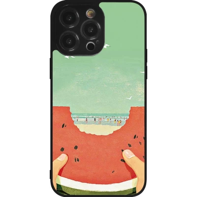 Coque iPhone 14 Pro Max - Silicone rigide noir Views through a watermelon Summer 2026
