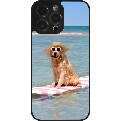 iPhone 14 Pro Max Case Hülle - Silikon schwarz Summer Dog on Paddle