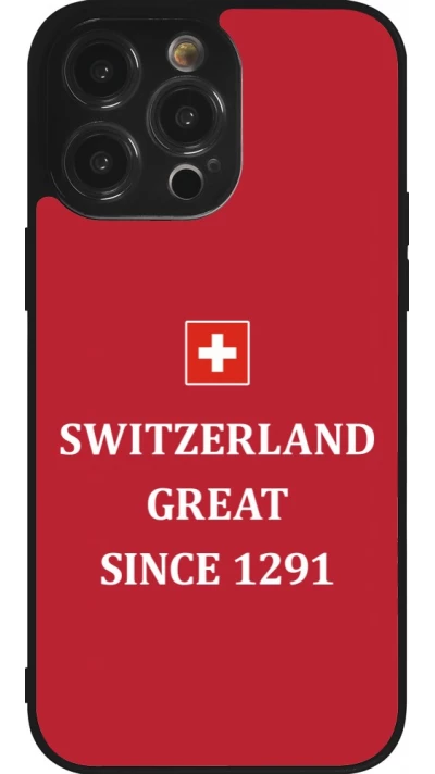 Coque iPhone 14 Pro Max - Silicone rigide noir Switzerland Great Since 1291