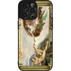 iPhone 14 Pro Max Case Hülle - Silikon schwarz Kunstbild - Die Erschaffung Adams - Michelangelo