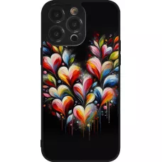 Coque iPhone 14 Pro Max - Silicone rigide noir Valentine 2024 Coeur Noir Abstrait