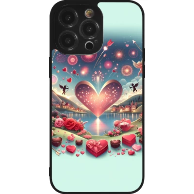 Coque iPhone 14 Pro Max - Silicone rigide noir Valentine 2025 Chic