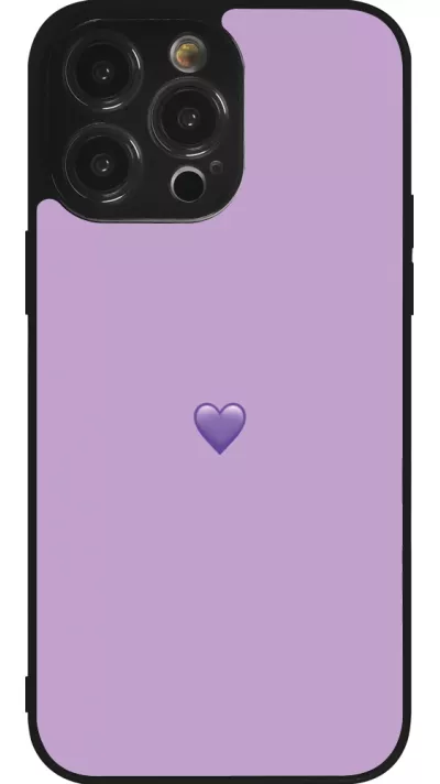 Coque iPhone 14 Pro Max - Silicone rigide noir Valentine 2023 purpule single heart