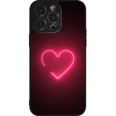 Coque iPhone 14 Pro Max - Silicone rigide noir Valentine 2023 single neon heart
