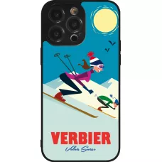 Coque iPhone 14 Pro Max - Silicone rigide noir Verbier Ski Downhill