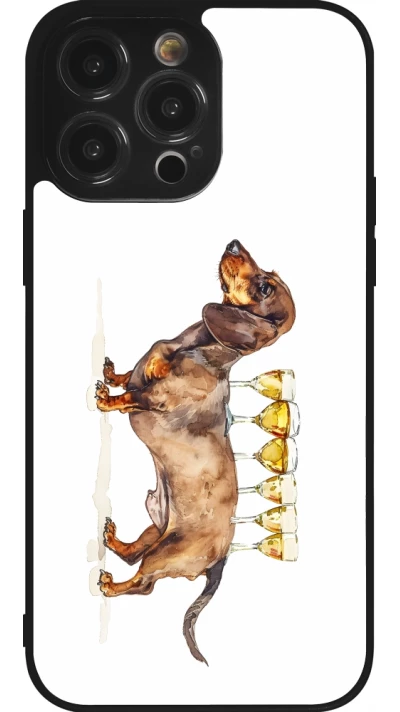 iPhone 14 Pro Max Case Hülle - Silikon schwarz Wine Teckel