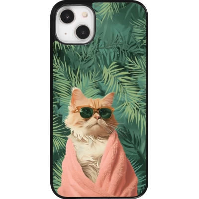 Coque iPhone 14 Plus - Cat Summer Palms