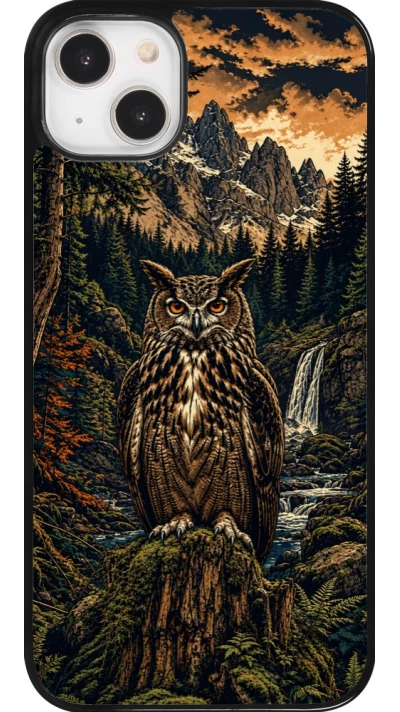 Coque iPhone 14 Plus - Linocut Grand-Duc