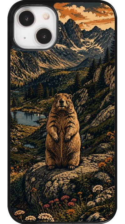 Coque iPhone 14 Plus - Linocut Marmotte