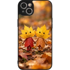 iPhone 14 Plus Case Hülle - Silikon schwarz Autumn 26 Couple of leaves