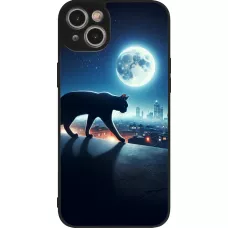iPhone 14 Plus Case Hülle - Silikon schwarz Schwarze Katze unter dem Vollmond