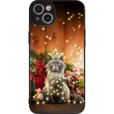 Coque iPhone 14 Plus - Silicone rigide noir Christmas 25 Xmas Cat
