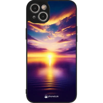 iPhone 14 Plus Case Hülle - Silikon schwarz Sonnenuntergang gelb violett