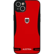 Coque iPhone 14 Plus - Silicone rigide noir Maillot de football Autriche 2026 personnalisable