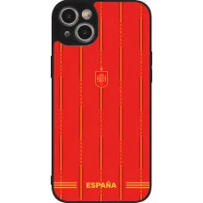 Coque iPhone 14 Plus - Silicone rigide noir Maillot de football Espagne 2026 personnalisable