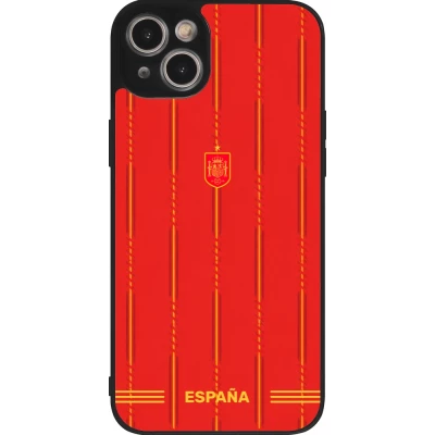 Coque iPhone 14 Plus - Silicone rigide noir Maillot de football Espagne 2026 personnalisable