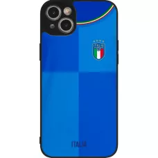 Coque iPhone 14 Plus - Silicone rigide noir Maillot de football Italie 2022 personnalisable