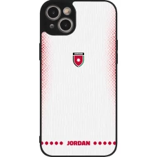 Coque iPhone 14 Plus - Silicone rigide noir Maillot de football Jordanie 2026 personnalisable
