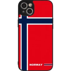 Coque iPhone 14 Plus - Silicone rigide noir Maillot de football Norvège 2026 personnalisable