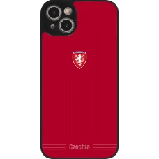 Coque iPhone 14 Plus - Silicone rigide noir Maillot de football Répuplique Tchèque 2026 personnalisable