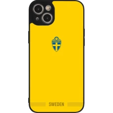 Coque iPhone 14 Plus - Silicone rigide noir Maillot de football Suède 2026 personnalisable