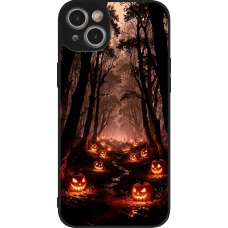 Coque iPhone 14 Plus - Silicone rigide noir Halloween 2025 Road of Terrifying Pumpkins