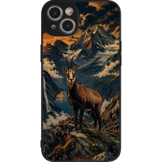 Coque iPhone 14 Plus - Silicone rigide noir Linocut Chamois