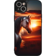 Coque iPhone 14 Plus - Silicone rigide noir Majestic Sunset Horse