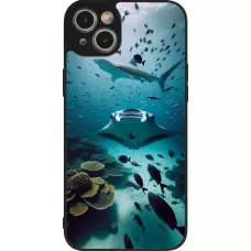 Coque iPhone 14 Plus - Silicone rigide noir Manta Lagon Nettoyage