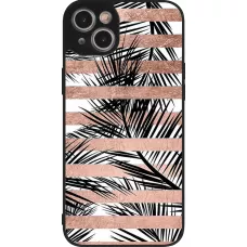iPhone 14 Plus Case Hülle - Silikon schwarz Palm trees gold stripes