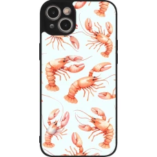iPhone 14 Plus Case Hülle - Silikon schwarz Muster von pastellfarbenen Hummern