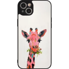 iPhone 14 Plus Case Hülle - Silikon schwarz Pink Girafe Paint