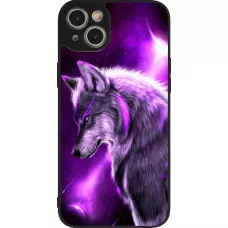 iPhone 14 Plus Case Hülle - Silikon schwarz Purple Sky Wolf
