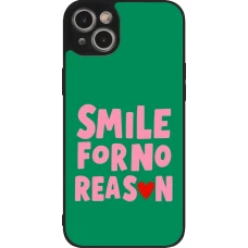 Coque iPhone 14 Plus - Silicone rigide noir Smile for no reason 2026