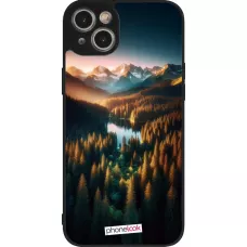 iPhone 14 Plus Case Hülle - Silikon schwarz Sonnenuntergang Waldsee