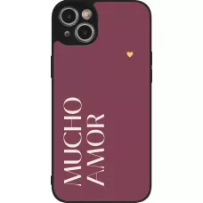 iPhone 14 Plus Case Hülle - Silikon schwarz Valentine 2024 mucho amor rosado