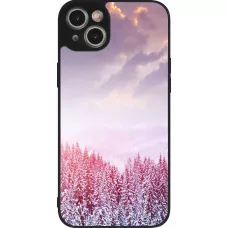 Coque iPhone 14 Plus - Silicone rigide noir Winter 22 Pink Forest