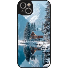 Coque iPhone 14 Plus - Silicone rigide noir Winter 25 Winter house forest day