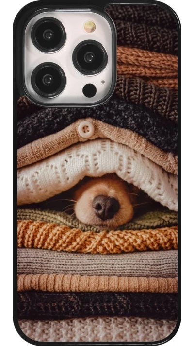 Coque iPhone 14 Pro - Autumn 26 Dog under the covers